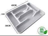 Moonstar Çekmece İçi Kaşıklık 6Gözlü Çatal Bıçak Organızer 40X30CM-KŞ170-GRİ - 3
