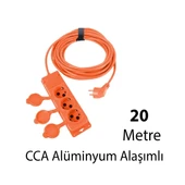 Monofaze CCA Uzatma Kablosu 3x2.5 mm Çoğaltıcı Seyyar Topraklı Kapaklı 3'lü Grup Priz Fiş 20 Metre - 3