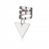KL-OBJE DETAY ÜÇGEN EAR CUFF KÜPE SİLVER RENK - 1