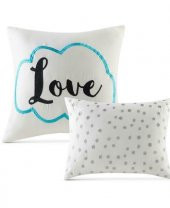 Mavi Gümüş Renk Çizgili Raina 5 Parça Yorgan Seti - 5