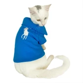 RL Sea Blue White Polo Yaka Tişört Kedi Kıyafeti Kedi Elbisesi - 1