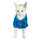 RL Sea Blue White Polo Yaka Tişört Kedi Kıyafeti Kedi Elbisesi - 3