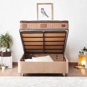 Niron  W. Cotton 120x200 cm Tek Kişilik Pedli Yatak Baza Başlık Takımı - Kumaş Baza, Başlık ve Yatak Seti - 2