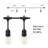 Horoz Elektrik Karnaval Dış Mekan Aydınlatma 20 Li Ampul Takılabilir 10 Mt - 2