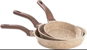 OMS 3737 Döküm Granit 3 Parça Tava Seti Kum Beji (20-24-28 cm) thumbnail 1