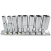 8 Parça 1/4" 6 Köşe Derin Lokma Anahtar Takımı (Raylı) - 1