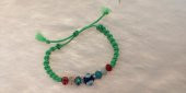 Sevimli Nazar Boncuklu  Yeşil Örgü Ayarlanabilir Şans  Bileklik - 2