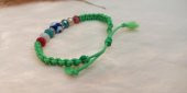 Sevimli Nazar Boncuklu  Yeşil Örgü Ayarlanabilir Şans  Bileklik - 3