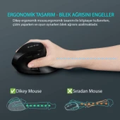 TriLine Bluetooth+2.4G Kablosuz Dikey Ergonomik Şarj Edilebilir Sessiz Mouse - 4