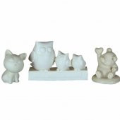 Boyanabilir Polyester Poliüretan Ham Obje Kedi Baykuş Panda 3 Biblo Set - 2