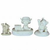 Boyanabilir Polyester Poliüretan Ham Obje Panda Geyik 3 Biblo Set - 2