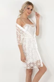 Miorre İnce Askılı Dantel Detaylı Saten Gecelik Sabahlık 2'li Takım-391 - 4