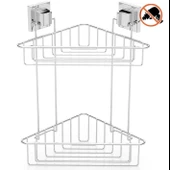 Geseus Yapışkanlı Krom İki Katlı Banyo Köşe Rafı EF257 - 2