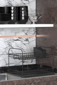 Geseus Home İki Katlı Tabaklık Bulaşıklık Mat Siyah KB007S - 4