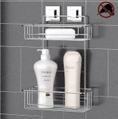 Geseus Yapışkanlı İki Katlı Krom Banyo Rafı EF256 - 1