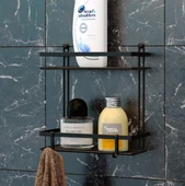 Geseus İki Katlı Kancalı Banyo Rafı Mat Siyah ES067H - 1