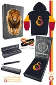 Galatasaray Orijinal Lisanslı Logo Siyah Kapüşonlu Çocuk Sweat Uçlu Kalem Bileklik Set Ahşap Kutulu - 1