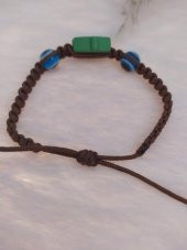 Sevimli Nazar Boncuklu Yeşil Çilek Örgü Ayarlanabilir Bileklik Kahverengi - 3