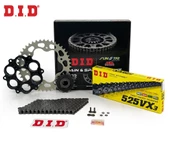 ZİNCİR DİŞLİ SETİ DUCATI EVO (848 cc)  (2011-2013) / DUCATI / EVO / 848cc / ZİNCİR: DID-525VX3 (Çelik)-98 / ÖN-ARKA DİŞLİ: JT (15T-39T) / 2011-2012-2013 - 1