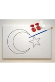 dudu ahşap 5'li SET TÜRK BAYRAĞI BOYAMA SETİ - 17,5 x25 cm TUVAL + 3 BOYA + 1 FIRÇA- CUMHURİYET BAYRAMI - 4