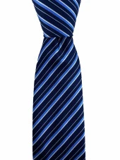 Brianze Mavi  Çizgili Ve Mendilli Lacivert Kravat thumbnail 2