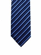 Brianze Mavi  Çizgili Ve Mendilli Lacivert Kravat thumbnail 3
