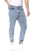 Erkek Mom Jean Likralı Paçası Lastikli Kot Pantolon - 1