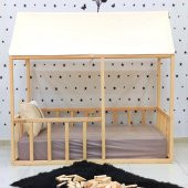 Montessori Yatak Doğal Ahşap Çocuk Baza Karyola Fethiye thumbnail 2