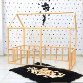 Montessori Yatak Doğal Ahşap Çocuk Baza Karyola Fethiye thumbnail 6