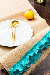 Mavi Fırfırlı El Yapımı Jüt Runner 40 x 140 - 2