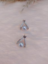 Hdmarketim Swarovski Taşlı İncili Doğa Temalı Küpe thumbnail 2