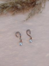 Hdmarketim Swarovski Taşlı İncili Doğa Temalı Küpe - 1