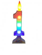 LED 1 RAKAM MUM MAVİ 20CM (PİLLİ) - 1