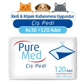 Puremed 60x90 cm Kedi Köpek Çiş Pedi 4X30 (120 Adet) - 1