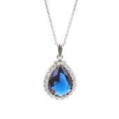 925 Ayar Gümüş Damla Safir Taşlı Anturaj Kolye thumbnail 1