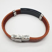 Turuncu Renk Ortasında Siyah Metal Bileklik - 4