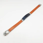 Turuncu Renk Ortasında Siyah Metal Bileklik - 6