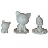 Boyanabilir Polyester Poliüretan Ham Obje 3 Biblo Set Kedi Unicorn - 2