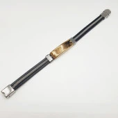 Deri Arasında Metal zincir Altın Tokalı Bileklik - 3