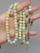 Peridot (Zebercet) Taşı Yeşil-Beyaz Alacalı 99luk Tesbih 8mm (23115) thumbnail 1