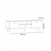 Arnetti Cavelli Televizyon Ünitesi Ceviz Mermer Desen 45x150x31,3 Dolaplı ve Raflı Özel Tasarım - 4