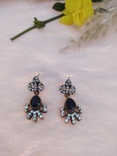Hdmarketim Swarovski Taşlı Siyah Işıltılı Sallantılı Küpe - 1