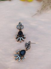 Hdmarketim Swarovski Taşlı Siyah Işıltılı Sallantılı Küpe - 2