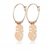 KL- MASK TASARIM ROSE RENK ÇİFT KÜPE - 1