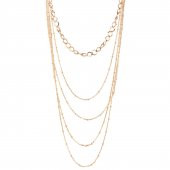 KL- BEŞLİ ZİNCİR TASARIM KOLYE ROSE RENK - 1