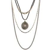 KL- İP VE ZİNCİR TASARIM ÇOKLU KOLYE ESKİTME SİLVER RENK - 1