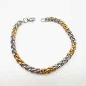 Altın ve Gümüş Renkli Çelik Zincir Bileklik - 6