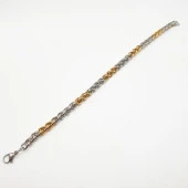 Altın ve Gümüş Renkli Çelik Zincir Bileklik - 12