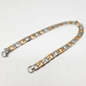 Altın ve Gümüş Renk Çizgili Çelik Bileklik - 12