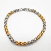Altın ve Gümüş Renkli Çelik Zincir Bileklik - 1
